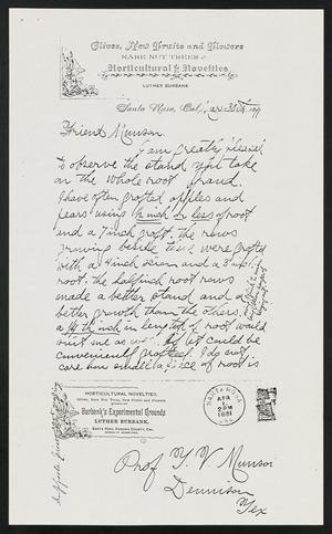 Primary view of object titled '[Letter from Luther Burbank to Friend Munson, March 30, 1891]'.