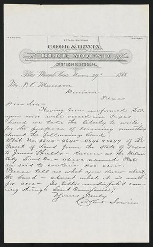 [Letter from Cook & Irwin Nurseries to T. V. Munson, November 29, 1888]