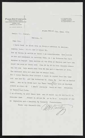 [Letter from W. H. Dawley to T. V. Munson, January 22, 1904]