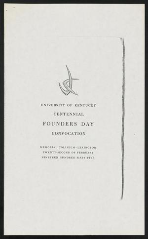 [Program for the University of Kentucky Centennial Founders Day Convocation, February 22, 1975]