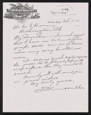 [Letter from T. V. Munson & Sons to George C. Husmann, February 15, 1910]