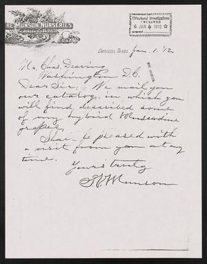 Primary view of object titled '[Letter from T. V. Munson to Charles Dearring, January 1, 1912]'.