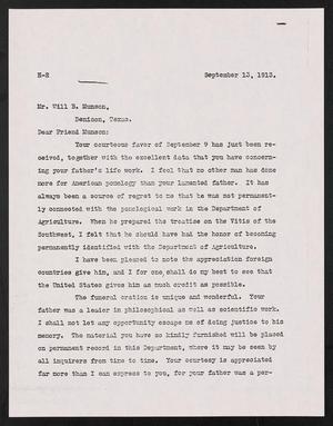 [Letter from G. B. B. to Will B. Munson, September 13, 1913]
