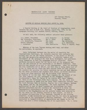 [Congregation Adath Yeshurun Board of Trustees Minutes: August 6, 1934]