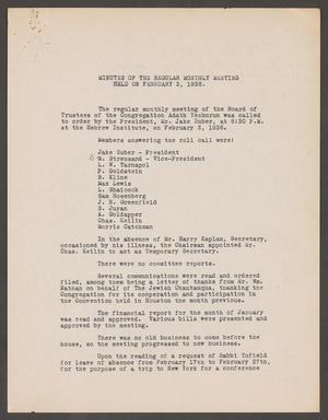 [Congregation Adath Yeshurun Board of Trustees Minutes: February 3, 1936]
