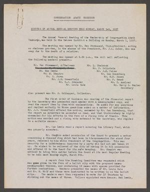 [Congregation Adath Yeshurun General Meeting Minutes: March 1, 1937]