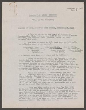 [Congregation Adath Yeshurun Board of Trustees Minutes: November 9, 1936]