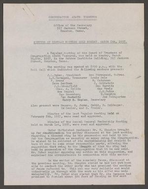 [Congregation Adath Yeshurun Board of Trustees Minutes: March 8, 1937]