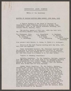 [Congregation Adath Yeshurun Board of Trustees Minutes: June 14, 1937]