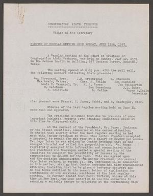 [Congregation Adath Yeshurun Board of Trustees Minutes: July 12, 1937]
