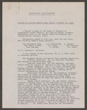 [Congregation Adath Yeshurun Board of Trustees Minutes: December 13, 1937]