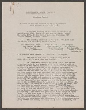 [Congregation Adath Yeshurun Board of Trustees Minutes: April 11, 1938]
