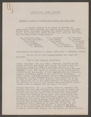 Primary view of object titled '[Congregation Adath Yeshurun Board of Trustees Minutes: May 9, 1938]'.