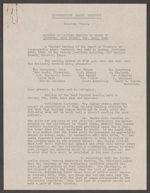 [Congregation Adath Yeshurun Board of Trustees Minutes: February 13, 1939]