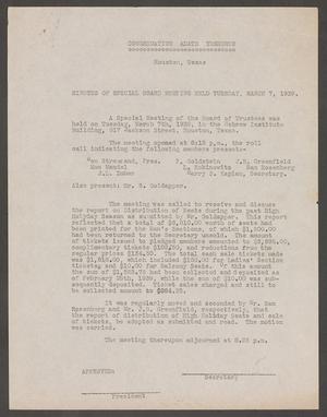 [Congregation Adath Yeshurun Board of Trustees Minutes: March 7, 1939]