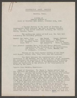 [Congregation Adath Yeshurun Board of Trustees Minutes: November 11, 1940]