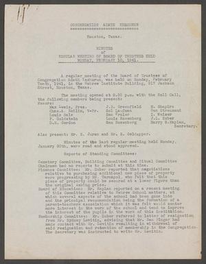 [Congregation Adath Yeshurun Board of Trustees Minutes: February 10, 1941]
