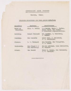 [Congregation Adath Yeshurun: Standing Committees, 1941]
