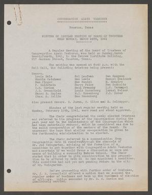 [Congregation Adath Yeshurun Board of Trustees Minutes: March 24, 1941]