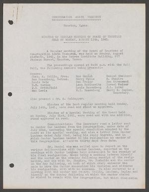 [Congregation Adath Yeshurun Board of Trustees Minutes: August 11, 1941]