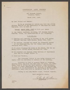Primary view of object titled '[Letter from Charles A. Keilin to Congregation Adath Yeshurun, March 10, 1942]'.
