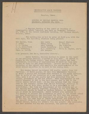[Congregation Adath Yeshurun Board of Trustees Minutes: November 16, 1944]