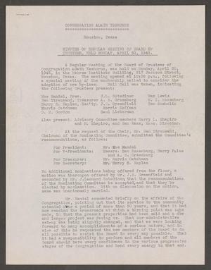 [Congregation Adath Yeshurun Board of Trustees Minutes: April 30, 1945]