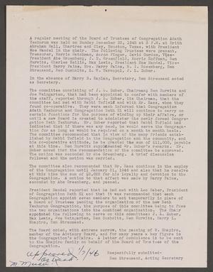 [Congregation Adath Yeshurun Board of Trustees Minutes: December 23, 1945]
