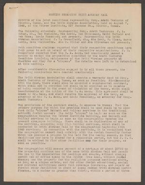 [Brith Abraham Hall Meeting Minutes: August 7, 1945]