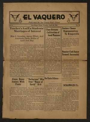 Primary view of object titled 'El Vaquero (San Diego, Tex.), Vol. 4, No. 12, Ed. 1 Tuesday, April 28, 1936'.