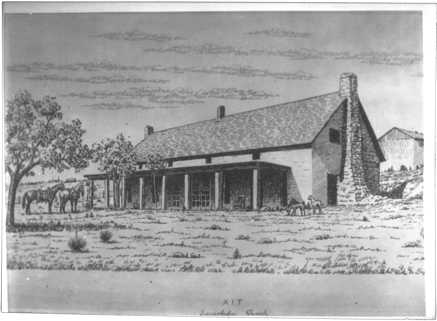 [Drawing of the Escarbada Ranch House] Side 1 of 1 The Portal to