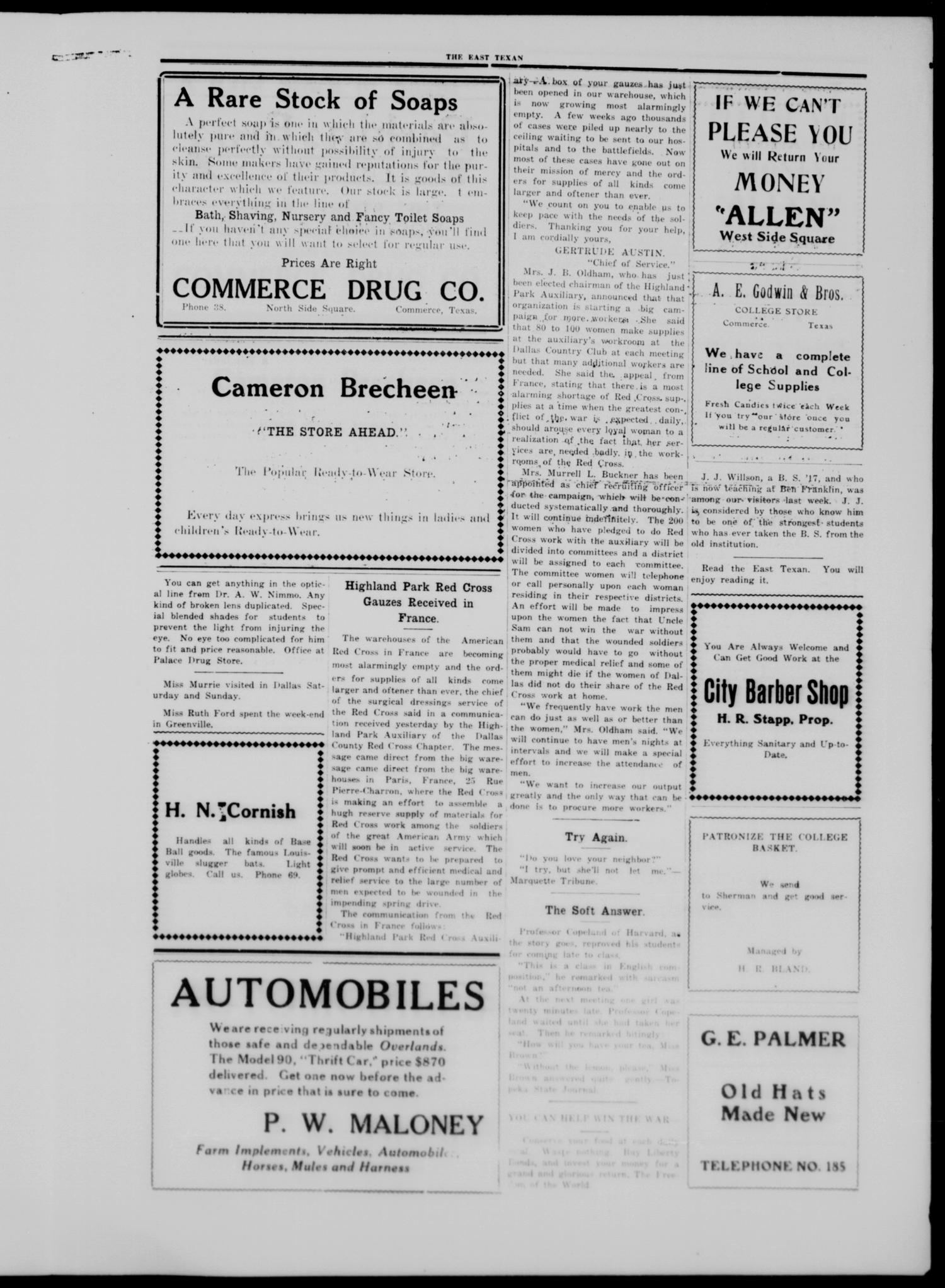 The East Texan (Commerce, Tex.), Vol. 3, No. 17, Ed. 1 Thursday, March 14, 1918
                                                
                                                    [Sequence #]: 3 of 4
                                                