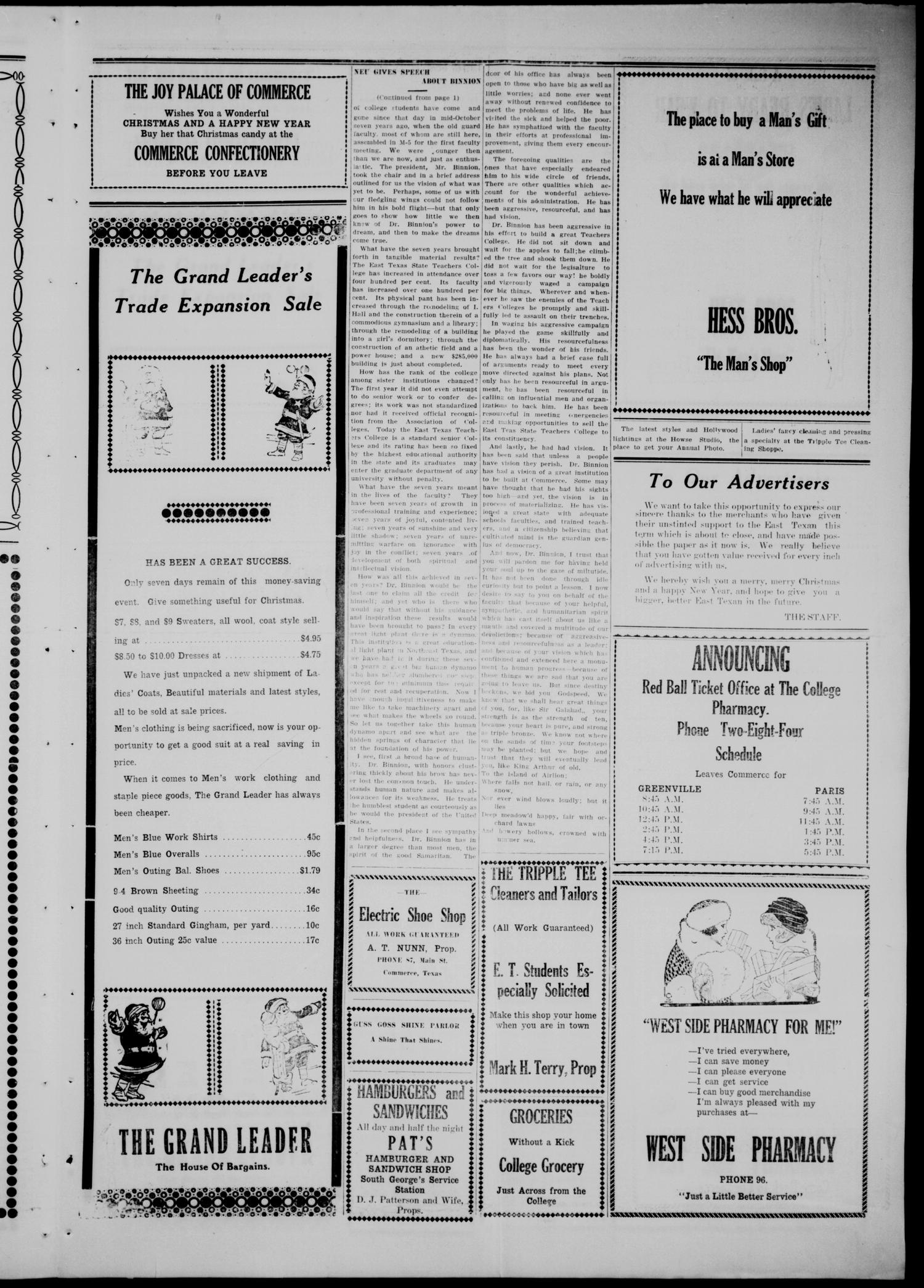 The East Texan (Commerce, Tex.), Vol. 6, No. 22, Ed. 1 Saturday, December 13, 1924
                                                
                                                    [Sequence #]: 3 of 4
                                                