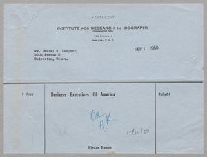 [Invoice for Copy of Business Executives of America, September 1950]