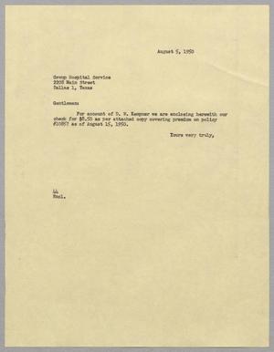 [Letter from A. H. Blackshear, Jr. to Group Hospital Service, August 5, 1950]