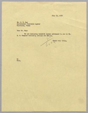 [Letter from A. H. Blackshear, Jr. to S. S. Kay, July 31, 1950]