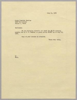 [Letter from A. H. Blackshear, Jr. to Group Hospital Service, July 11, 1950]
