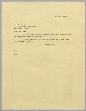 [Letter from D. W. Kempner to S. S. Kay, June 21, 1950]