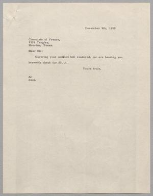 [Letter from D. W. Kempner to the Consulate of France, December 9, 1950]