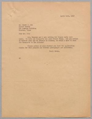 [Letter from D. W. Kempner to Henry J. Job, April 14, 1948]