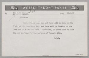 [Letter from Robert Lee Kempner to I. H. Kempner and Daniel W. Kempner, December 8, 1950]