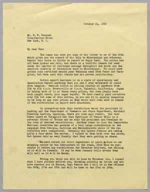 [Letter from Isaac H. Kempner to Daniel W. Kempner, October 21, 1950]