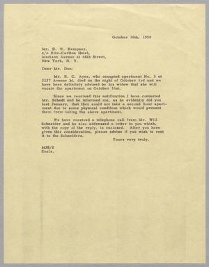 [Letter from Maurice J. Sullivan to D. W. Kempner, October 16, 1950]