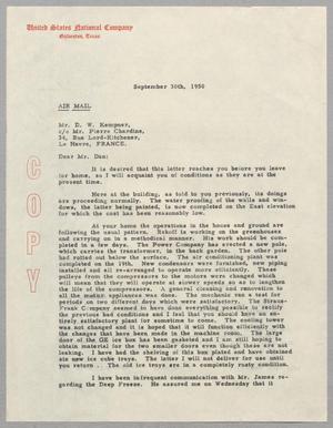 [Copy of Letter from Maurice J. Sullivan to D. W. Kempner, September 30, 1950]