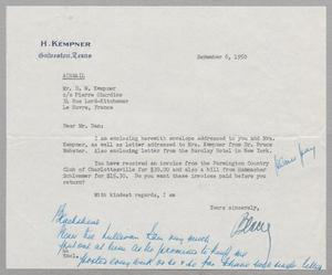 [Letter from A. H. Blackshear, Jr. to D. W. Kempner, September 6, 1950]