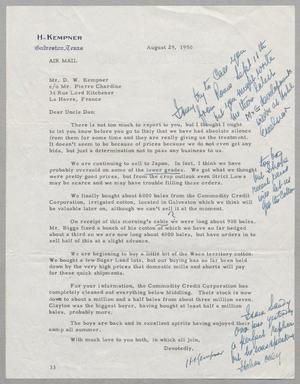 [Letter from I. H. Kempner to D. W. Kempner, August 29, 1950]
