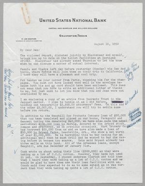 [Letter from Robert Lee Kempner to D. W. Kempner, August 16, 1950]
