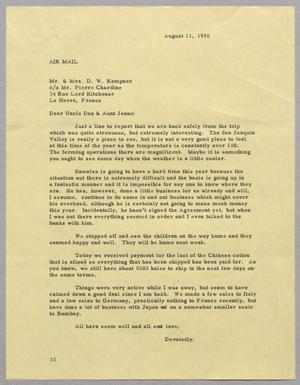 [Letter from Harris Leon Kempner to Mr. and Mrs. D. W. Kempner, August 11, 1950]