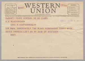 [Telegram from Daniel W. Kempner to A. H. Blackshear, July 28, 1950]