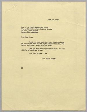 [Letter from Daniel W. Kempner to J. T. King, June 26, 1950]